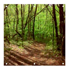 Peaceful Green Forest Walk Banner And Sign 4  X 4  by ExtraGoodSauce