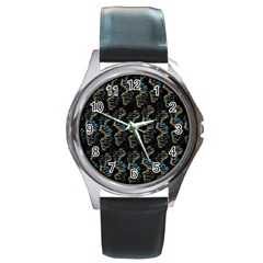 Multicolored Dna Strand Art Round Metal Watch by ExtraGoodSauce