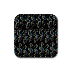 Multicolored Dna Strand Art Rubber Square Coaster (4 Pack) by ExtraAwesomeSauce