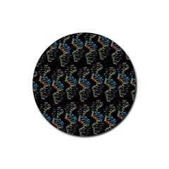 Multicolored Dna Strand Art Rubber Coaster (round) by ExtraAwesomeSauce