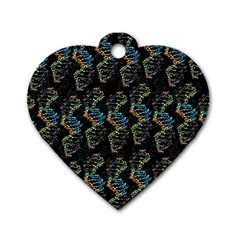 Multicolored Dna Strand Art Dog Tag Heart (one Side) by ExtraGoodSauce