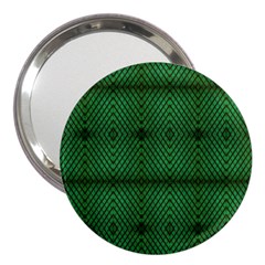 Green Diamond Grid Pattern 3  Handbag Mirrors by ExtraGoodSauce