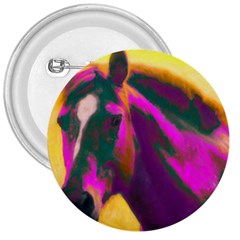 Vibrant Abstract Equine Art 3  Buttons by ExtraAwesomeSauce