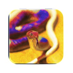 Vibrant Forked-tongue Snake Art Square Metal Box (black) by ExtraAwesomeSauce