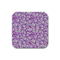 Funny Bacterias Drawing Motif Random Pattern Rubber Square Coaster (4 Pack) by dflcprintsclothing