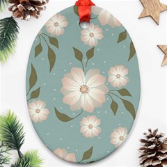 Flora Floral Flower Flowers Pattern Oval Ornament (two Sides)