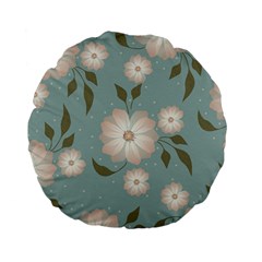 Flora Floral Flower Flowers Pattern Standard 15  Premium Flano Round Cushions