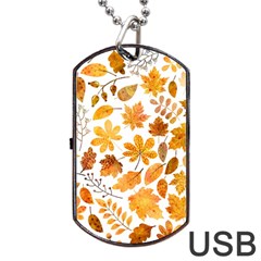 Brown Autumn Leaves Dog Tag Usb Flash (two Sides) by kyorashop23