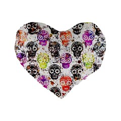 Sugar Skulls - Floral Standard 16  Premium Heart Shape Cushions