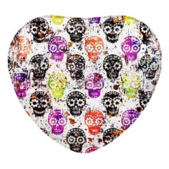 Sugar Skulls - Floral Heart Glass Fridge Magnet (4 Pack) by kyorashop23