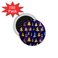 Gold And Blue Trees, Adoxali, Christmas 1 75  Magnets (100 Pack) 