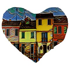 Colorful Venice Homes - Venezia, Italy Large 19  Premium Flano Heart Shape Cushions