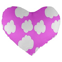 Purple Clouds Large 19  Premium Flano Heart Shape Cushions