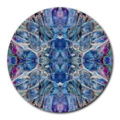 Blue Pour Blend  Round Mousepad by kaleidomarblingart