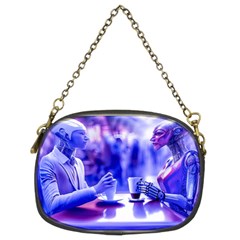 Cyborgs Couple Eating Drinks At Street Coffee (ai) Chain Purse (two Sides)