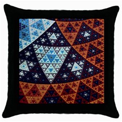 Fractal Triangle Geometric Abstract Pattern Throw Pillow Case (black)