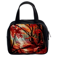 Forest Path Red Nature Classic Handbag (two Sides)