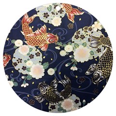 Japanese Wave Koi Illustration Pattern Uv Print Acrylic Ornament Round by Ndabl3x