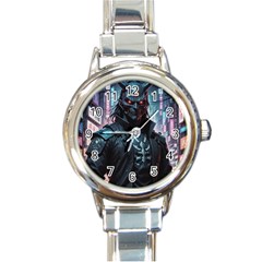 Cyberpunk Demon Samurai Round Italian Charm Watch by AwesomeSauce