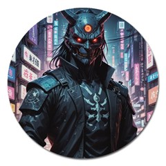 Cyberpunk Demon Samurai Magnet 5  (round) by AwesomeSauce