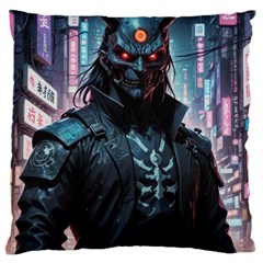 Cyberpunk Demon Samurai Large Cushion Case (two Sides) by AwesomeSauce