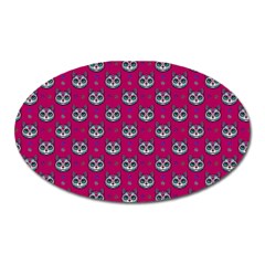 Calavera Cat Art Pattern Oval Magnet by ExtraGoodSauce