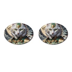 Epic Armored Cat Warrior Cufflinks (oval) by ExtraAwesomeSauce