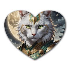 Epic Armored Cat Warrior Heart Mousepad