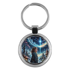 Enchanting Fantasy Night Sky Scene Key Chain (round) by ExtraAwesomeSauce