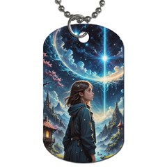 Enchanting Fantasy Night Sky Scene Dog Tag (one Side) by ExtraAwesomeSauce