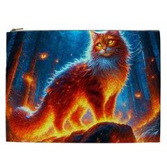 Enchanted Fire Feline Cosmetic Bag (xxl) by ExtraAwesomeSauce