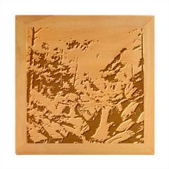 Serene Mountain Waterfall Landscape Wood Photo Frame Cube