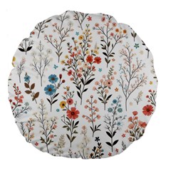 Flowers Design Floral Large 18  Premium Flano Round Cushions