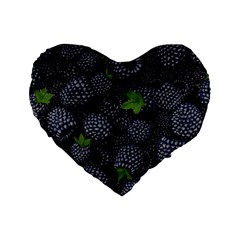 Blackberry Fruit, Fruit Standard 16  Premium Flano Heart Shape Cushions