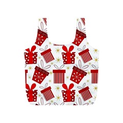 Christmas Texture, Pattern, Red, Craciun, Christmas, Bow, Gift Full Print Recycle Bag (s)