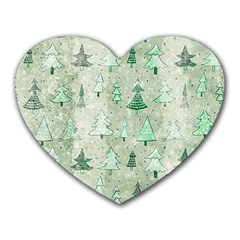 Green Christmas Trees, Cute, Doodle Heart Mousepad