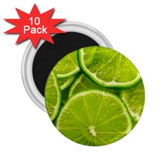 Lime Slices Close Up, Fresh, Fruit, Green Lemon 2 25  Magnets (10 Pack) 