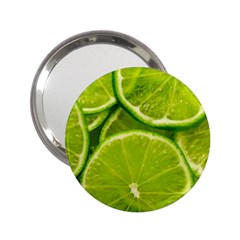 Lime Slices Close Up, Fresh, Fruit, Green Lemon 2 25  Handbag Mirrors by kyorashop23