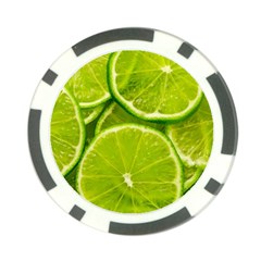 Lime Slices Close Up, Fresh, Fruit, Green Lemon Poker Chip Card Guard