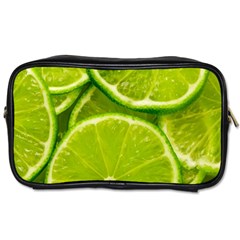 Lime Slices Close Up, Fresh, Fruit, Green Lemon Toiletries Bag (one Side) by kyorashop23