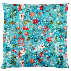 Snowy Winter Foliage, Adoxali, Christmas, Berry, Blue Large Cushion Case (two Sides)