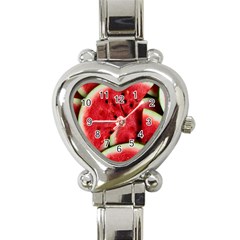 Watermelon, Fruit, Green, Red Heart Italian Charm Watch by kyorashop23