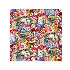 Pattern Kitten Christmas Square Satin Scarf (30  X 30 )