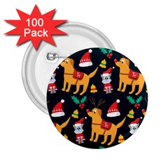 Funny Christmas Pattern Background 2 25  Buttons (100 Pack) 