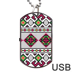 Ukrainian Folk Seamless Pattern Ethnic Ornament Border Element Traditional Dog Tag Usb Flash (one Side) by Grandong