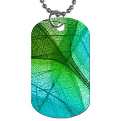 3d Leaves Texture Sheet Blue Green Dog Tag (one Side)