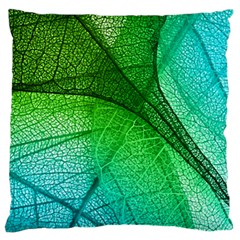 3d Leaves Texture Sheet Blue Green Standard Premium Plush Fleece Cushion Case (one Side)