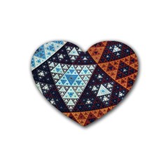 Fractal Triangle Geometric Abstract Pattern Rubber Heart Coaster (4 Pack)