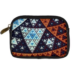 Fractal Triangle Geometric Abstract Pattern Digital Camera Leather Case