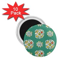 Retro 1960s Flowers Pattern 2 1 75  Magnets (10 Pack) 